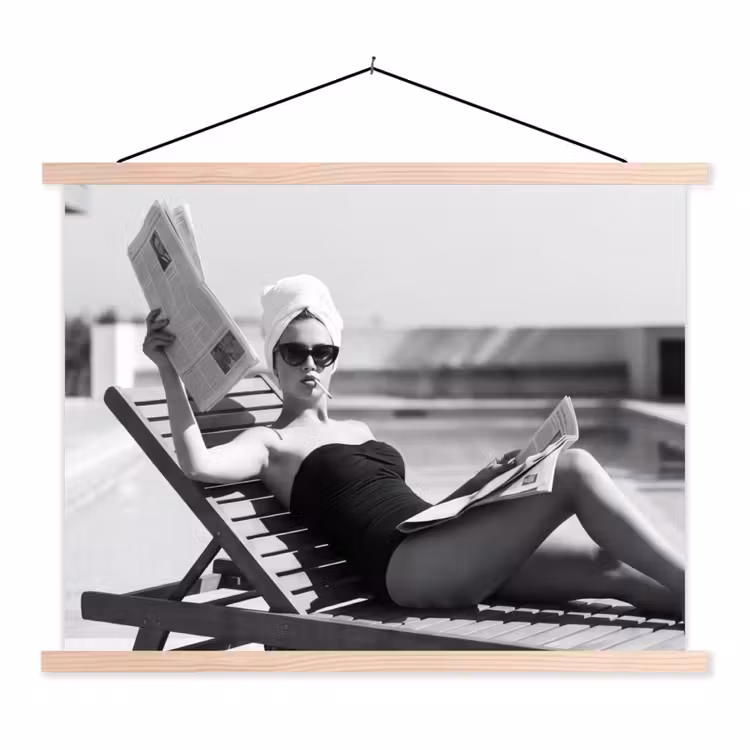 Glamour - Modern - Zwart - Wit textielposter latten blank klein -3d