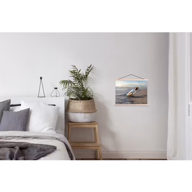 Glazenfles - Post - Zee - Zand textielposter latten blank klein -woonkamer