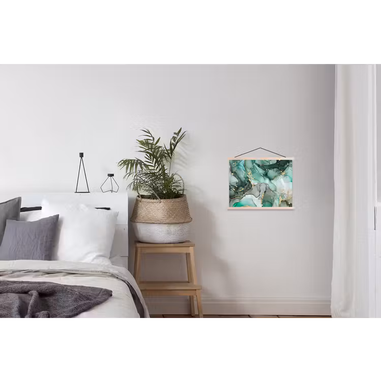 Goud - Marmer - Groen - Luxe - Marmerlook - Grijs textielposter latten blank klein -woonkamer