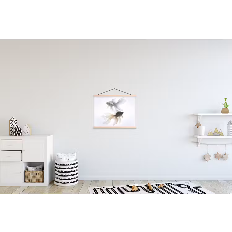 Goudvissen - Modern - Wit textielposter latten blank klein -kinderkamer