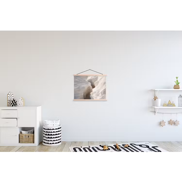 Kloof - Wit - Sneeuw textielposter latten blank klein -kinderkamer