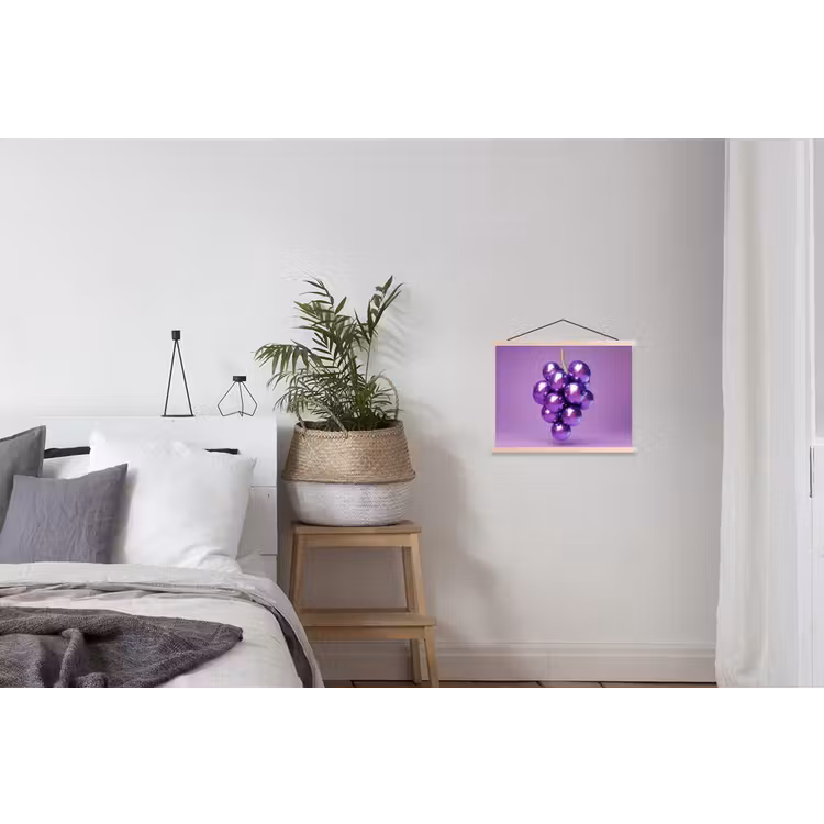 Druif - Disco - Glitter - Paars textielposter latten blank klein -woonkamer