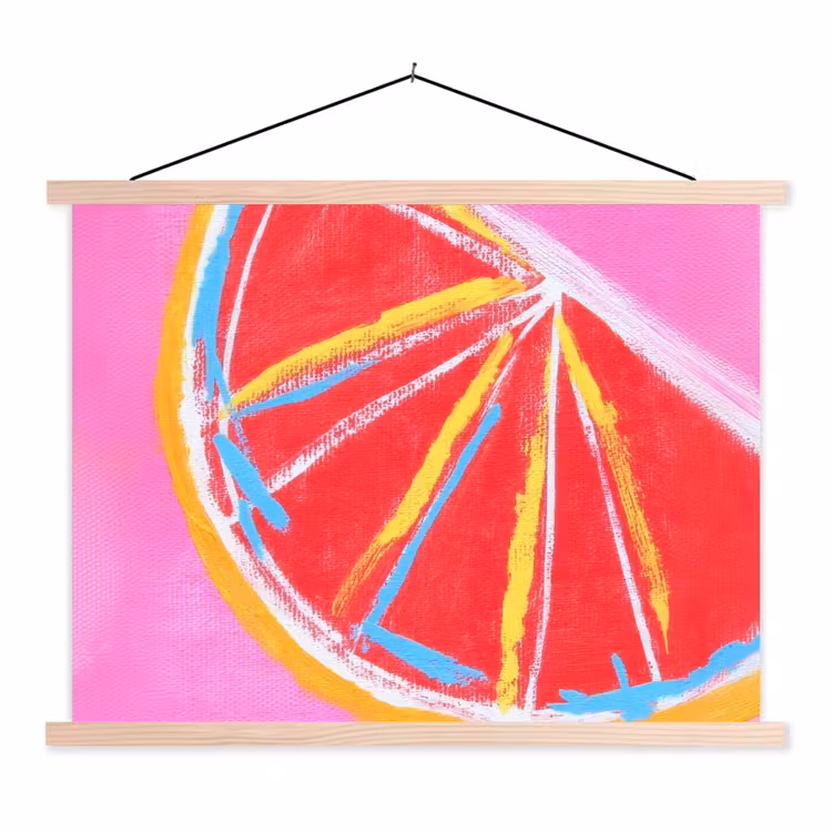 Grapefruit - Geschilderd - Roze - Strepen textielposter latten blank klein -3d
