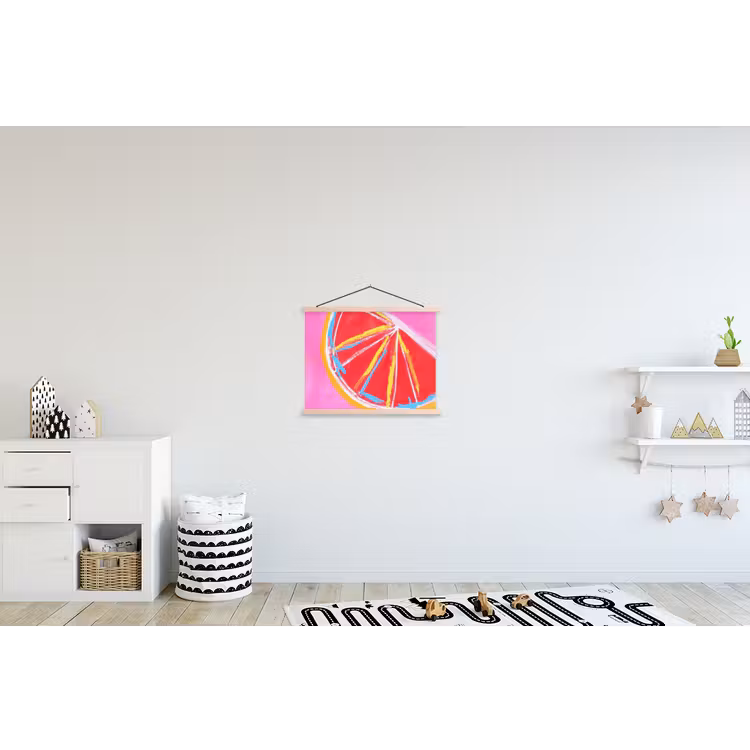Grapefruit - Geschilderd - Roze - Strepen textielposter latten blank klein -kinderkamer
