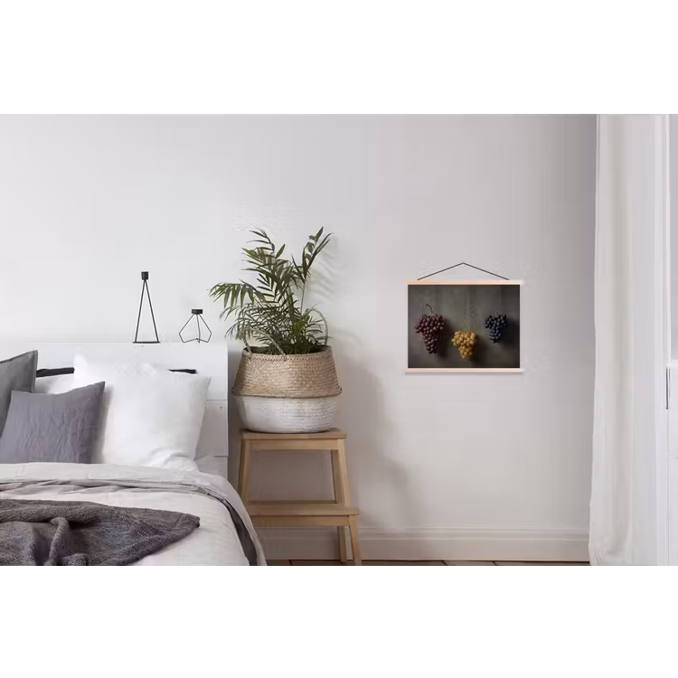 Druiven - Kleurrijk - Muur textielposter latten blank klein -woonkamer