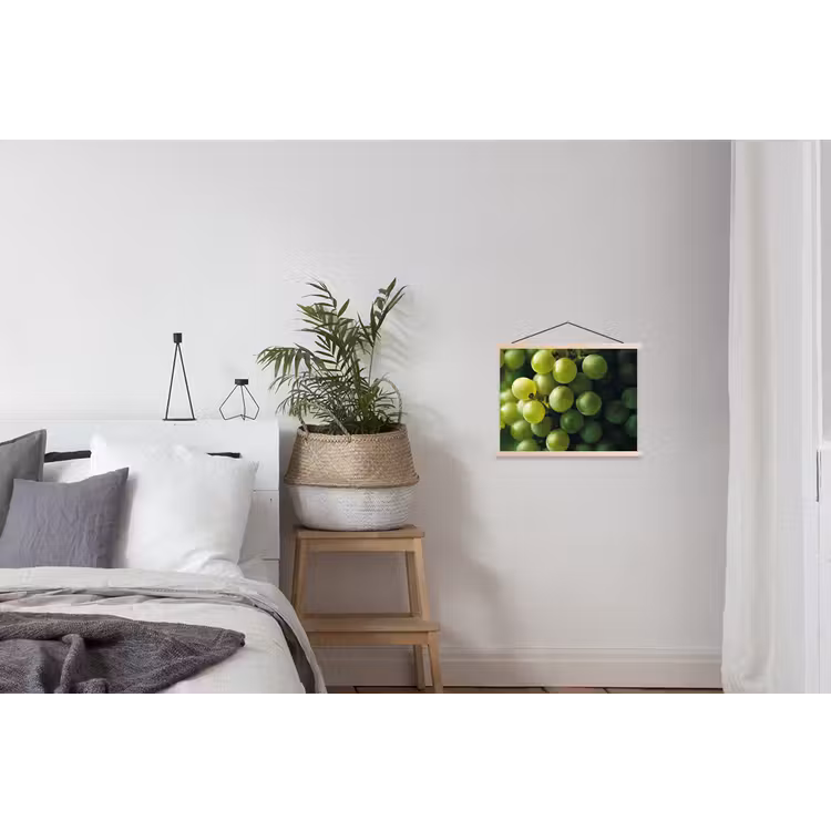 Druiven - Tros - Groen textielposter latten blank klein -woonkamer