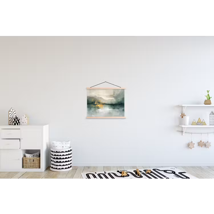 Groen - Modern - Abstract - Goud textielposter latten blank klein -kinderkamer