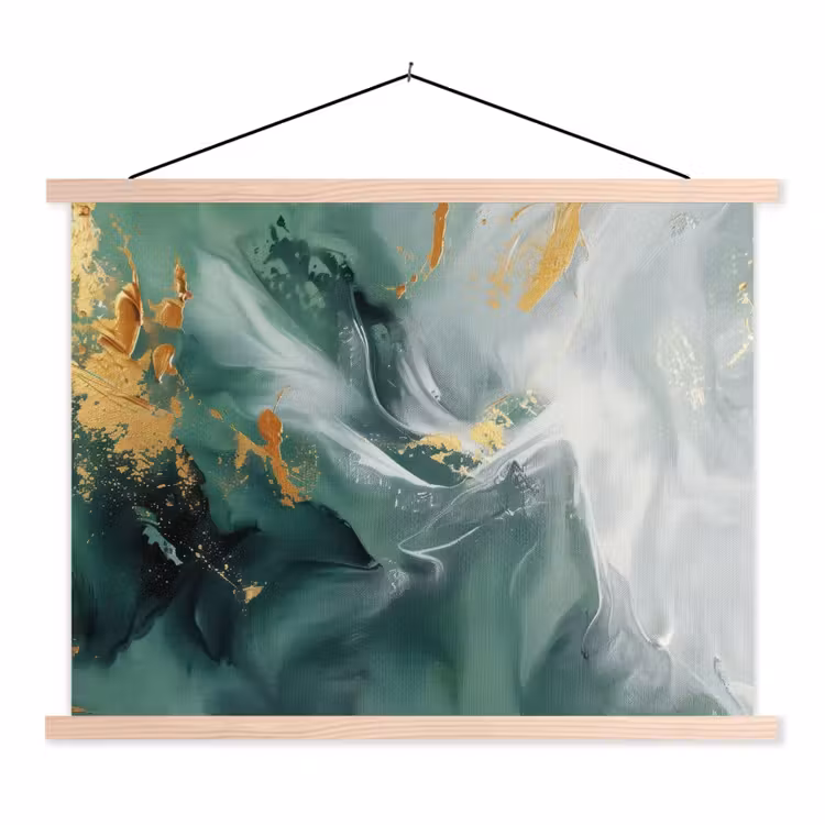 Groen - Modern - Marmer - Abstract textielposter latten blank klein -3d