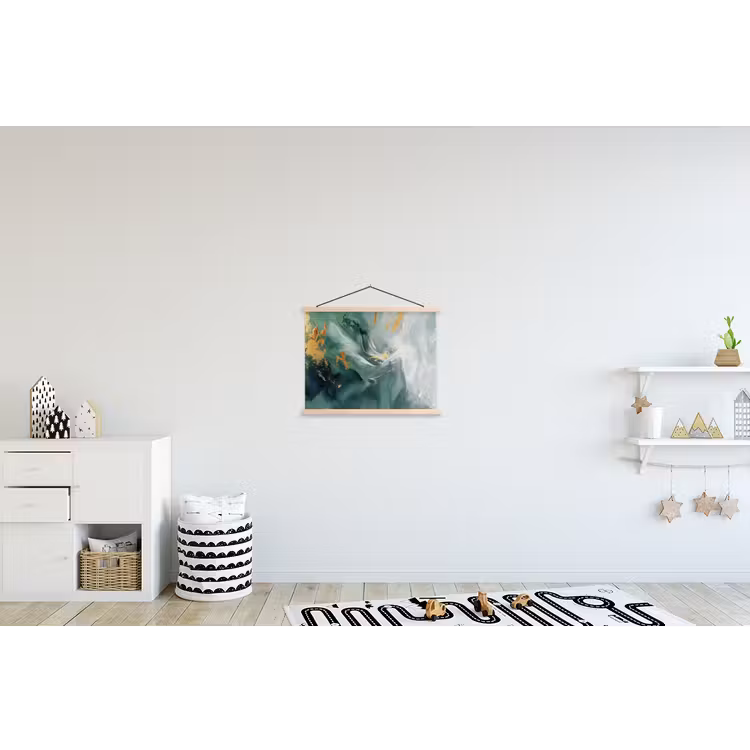 Groen - Modern - Marmer - Abstract textielposter latten blank klein -kinderkamer
