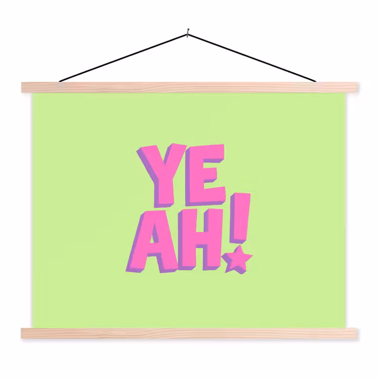 Groen - Neon - Quote textielposter latten blank klein -3d