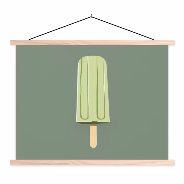 Groen - Waterijsje - Stokje - Illustratie textielposter latten blank klein -3d