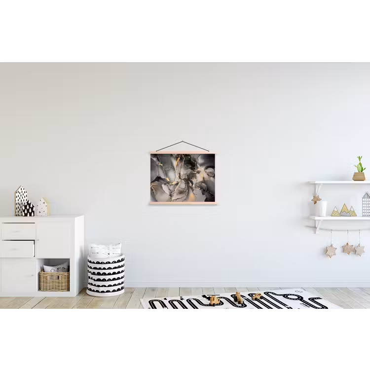 Grijs - Luxe  - Goud - Marmer textielposter latten blank klein -kinderkamer