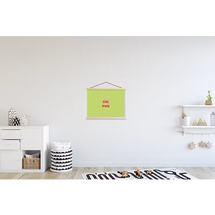 Grl pwr - Groen - Rood - 3D textielposter latten blank klein -kinderkamer