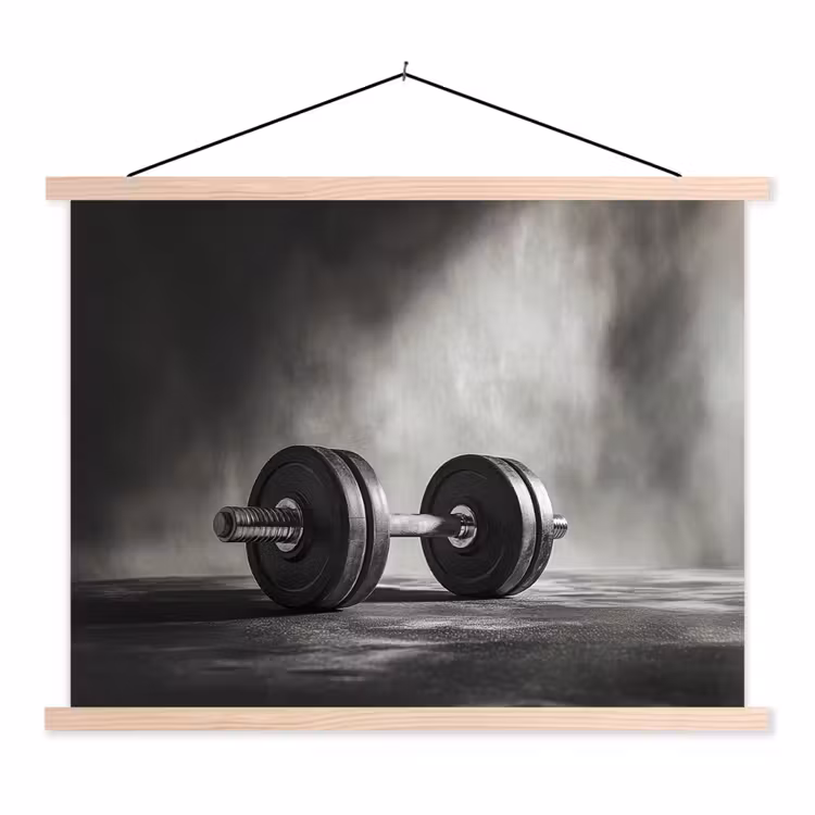 Halter - Gewichten - Zwart textielposter latten blank klein -3d