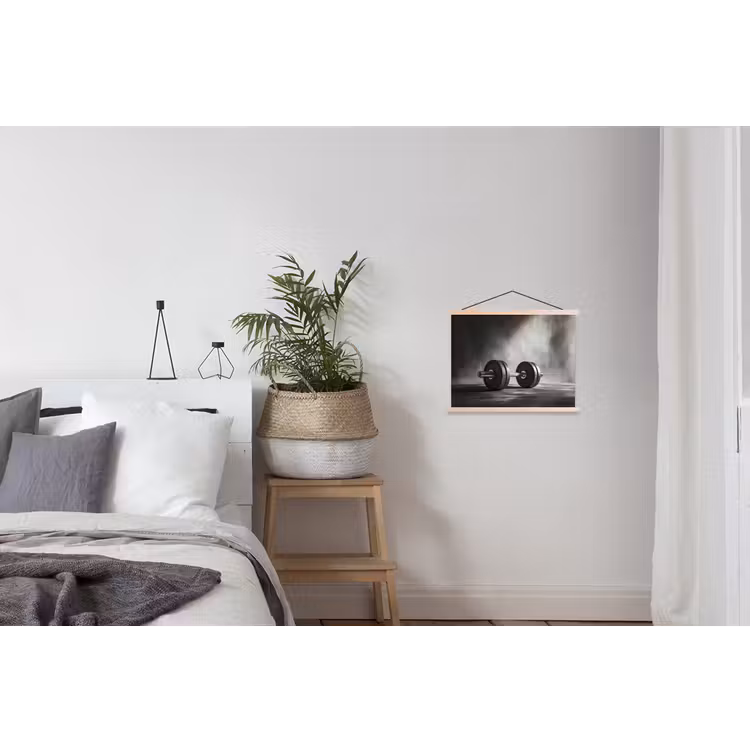 Halter - Gewichten - Zwart textielposter latten blank klein -woonkamer