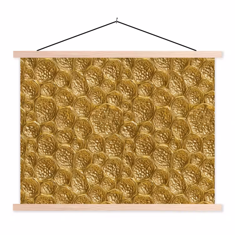 Gehamerd - Mozaïek - Antiek - Goud textielposter latten blank klein 122 -3d