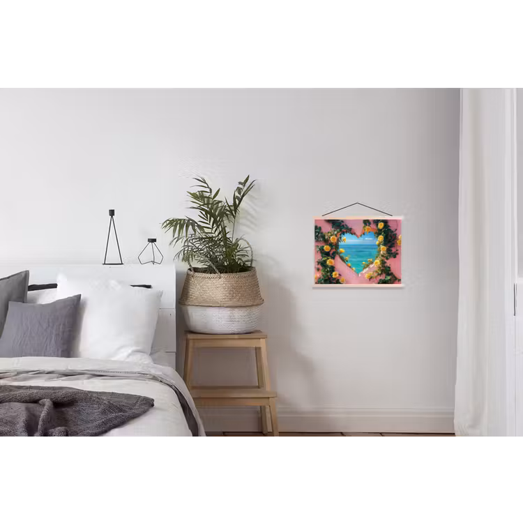 Hart - Zee - Muur textielposter latten blank klein -woonkamer