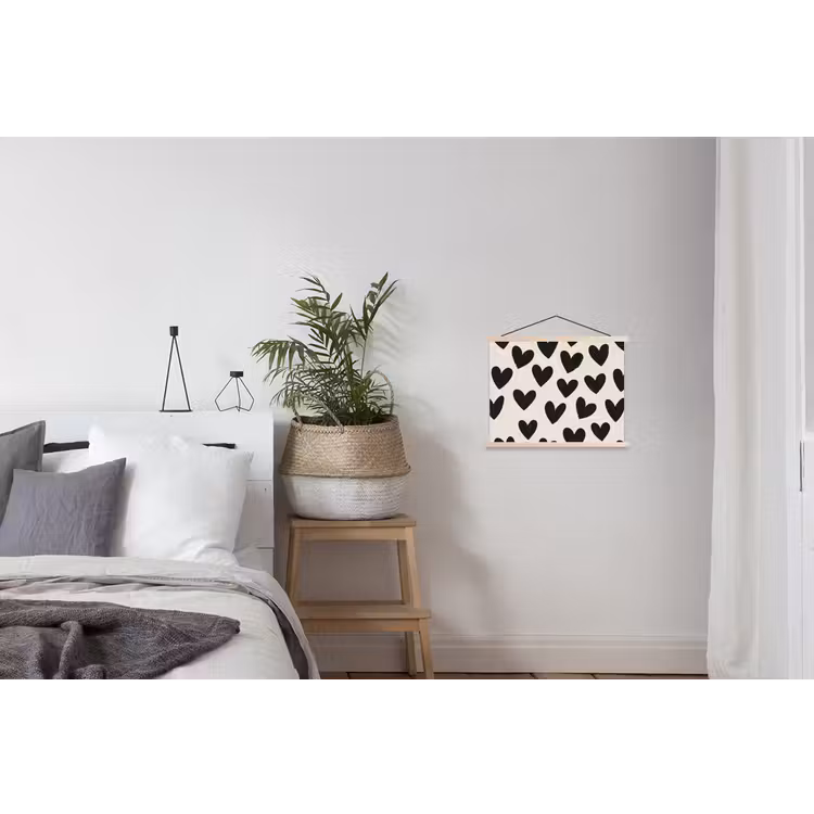 Hartjes - Zwart - Beige textielposter latten blank klein -woonkamer