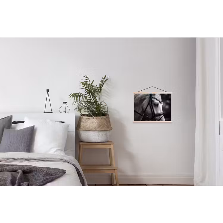 Paard - Schimmel - Portret textielposter latten blank klein -woonkamer