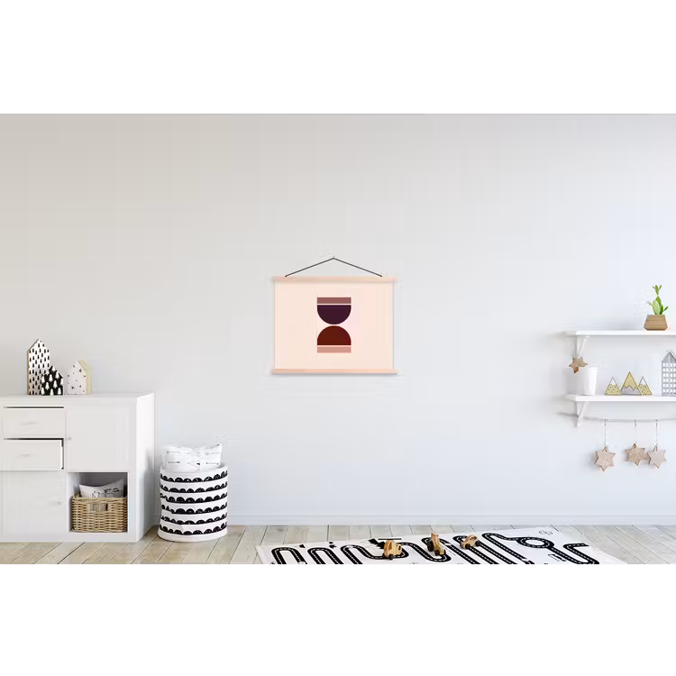 Zandloper - Symmetrisch - Rood - Paars textielposter latten blank klein -kinderkamer