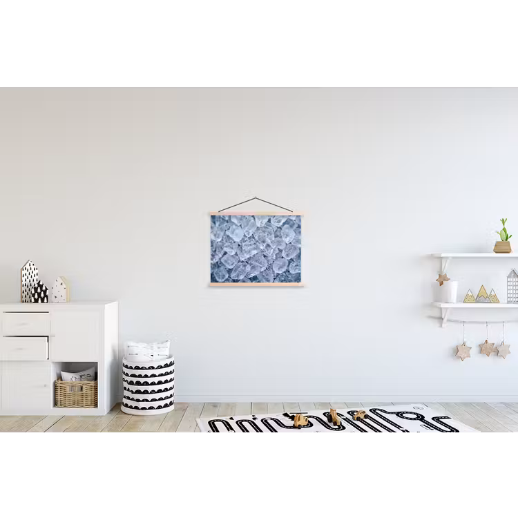 Ijsblokjes - Water - Blauw textielposter latten blank klein -kinderkamer