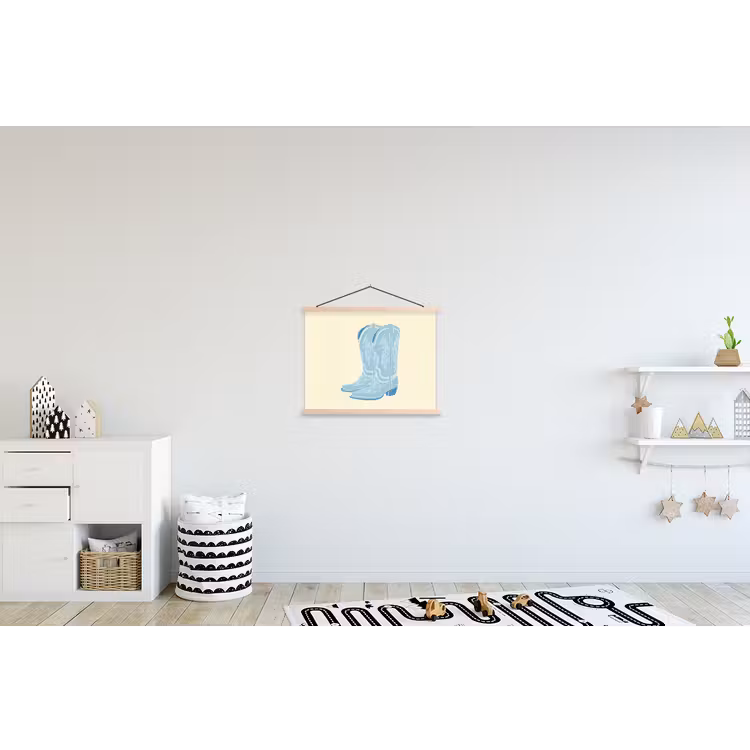 Illustratie - Cowboylaarzen - Patroon textielposter latten blank klein -kinderkamer