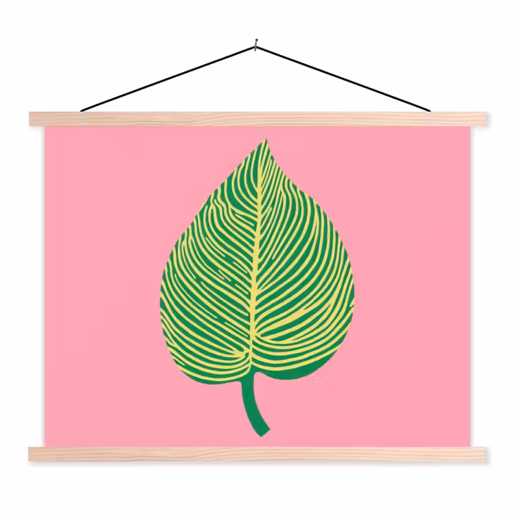 Illustratie - Blad - Minimalistisch - Groen textielposter latten blank klein -3d
