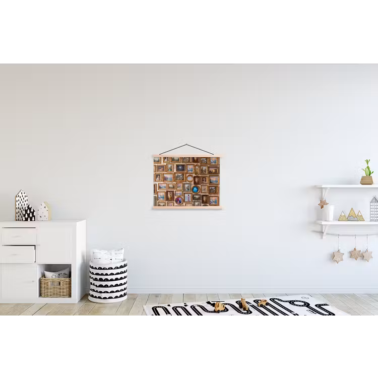 Interieur - Kunst - Collectie - Klassiek - Goud textielposter latten blank klein -kinderkamer