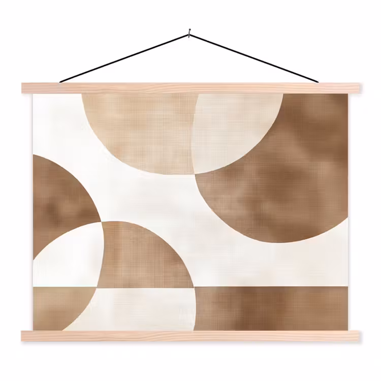 Snijdende cirkels - Overlappende vlakken textielposter latten blank klein -3d