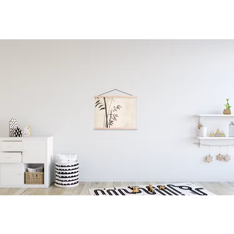 Japandi - Bamboe - Beige textielposter latten blank klein -kinderkamer