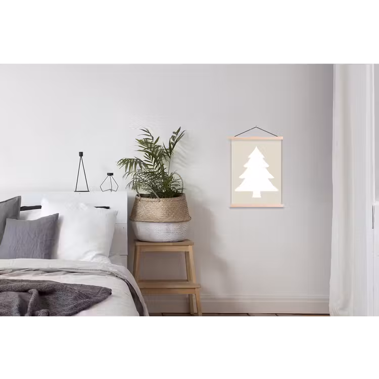 Japandi - Kerstboom - Beige - Kerstversiering textielposter latten blank klein -woonkamer