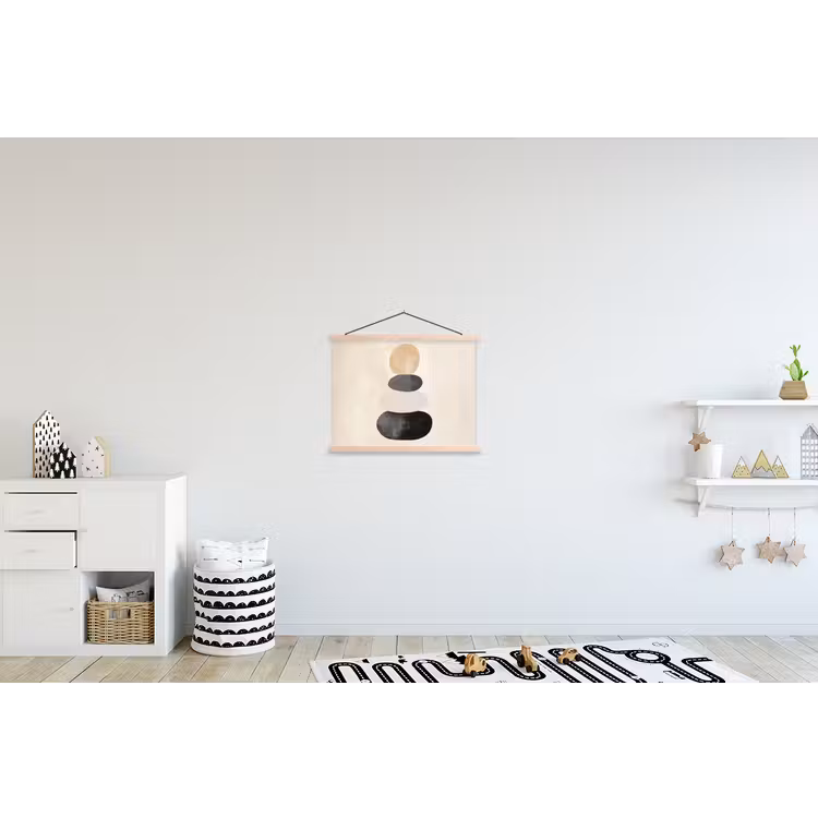 Japandi - Wabi sabi - Beige textielposter latten blank klein -kinderkamer