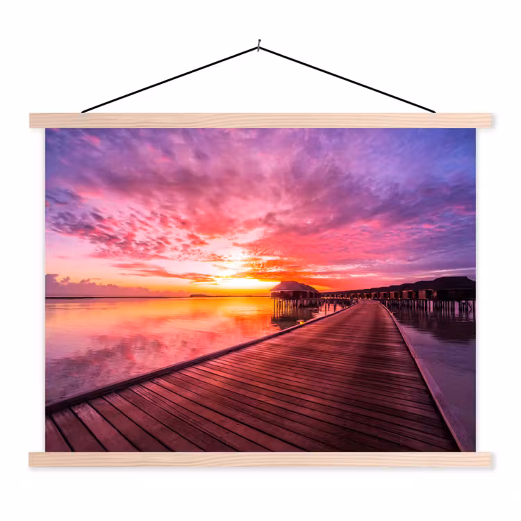Steiger - Water - Zon - Roze - Horizon textielposter latten blank klein -3d