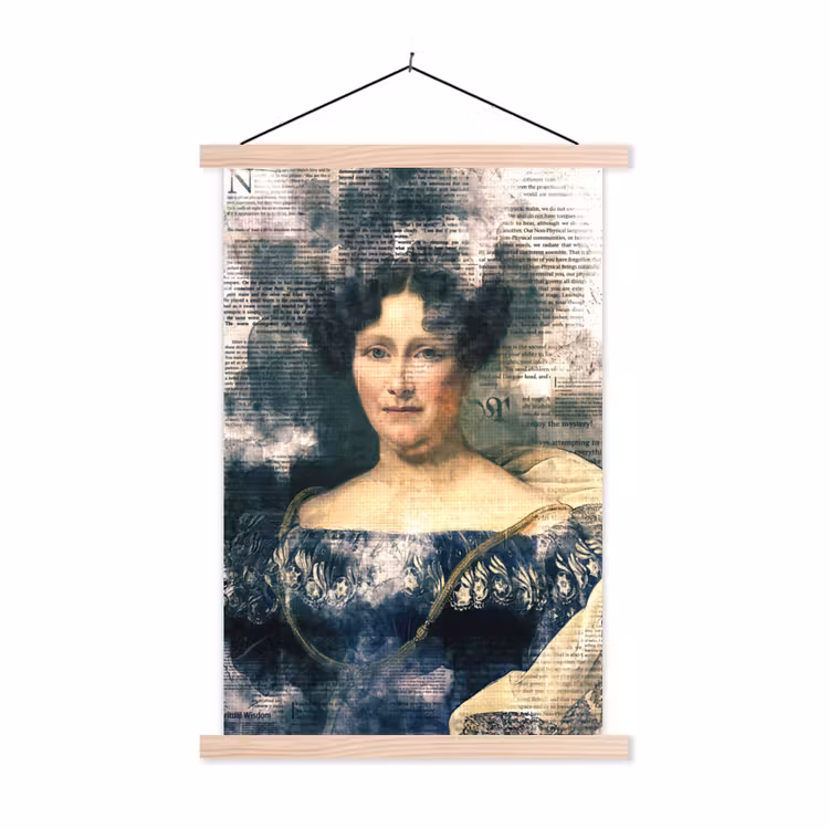 Johanna Henriette Engelen - Dubois Drahonet - Krant textielposter latten blank klein -3d