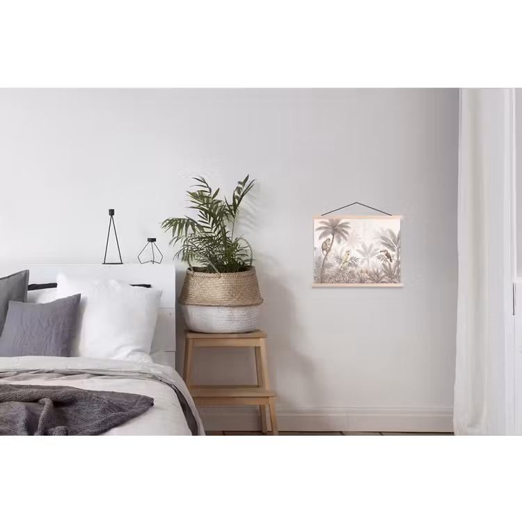 Jungle - Dieren - Palmbomen textielposter latten blank klein -woonkamer