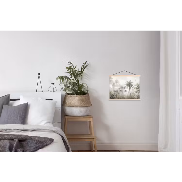 Jungle - Palmbomen - Natuur textielposter latten blank klein -woonkamer