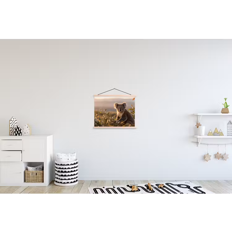 Koala - Bladeren - Ochtendlicht textielposter latten blank klein -kinderkamer