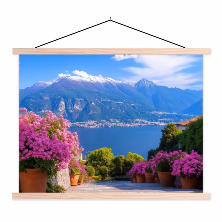 Lake Como - Italië - Landschap textielposter latten blank klein -3d