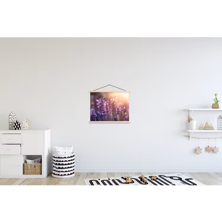 Lavendelbloemen - Paars - Zonlicht textielposter latten blank klein -kinderkamer