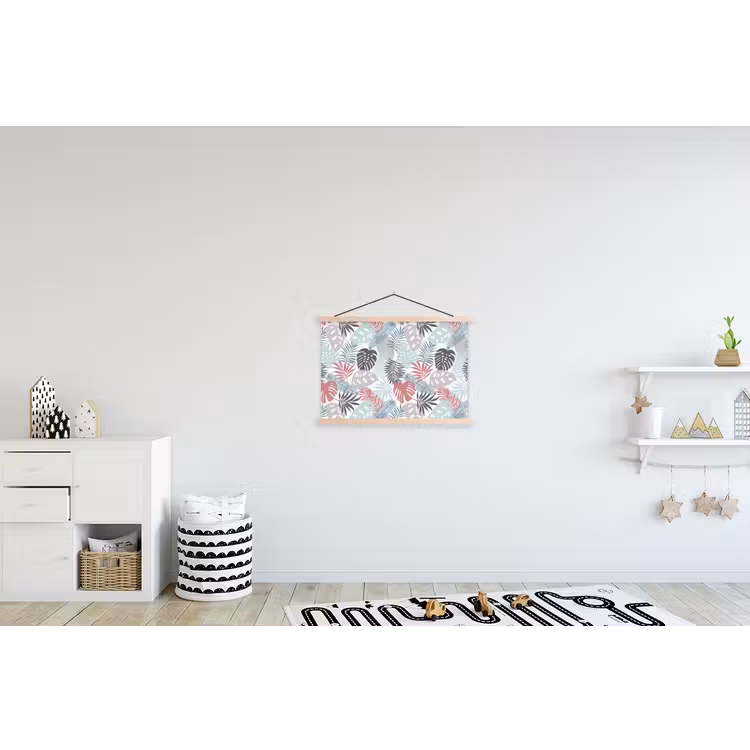 Bladeren - Jungle - Pastel - Tropisch textielposter latten blank klein -kinderkamer