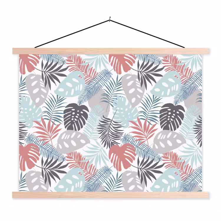 Bladeren - Jungle - Pastel - Tropisch textielposter latten blank klein -3d