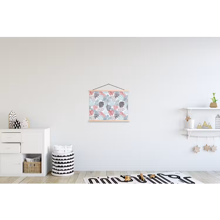 Bladeren - Jungle - Pastel - Tropisch textielposter latten blank klein -kinderkamer