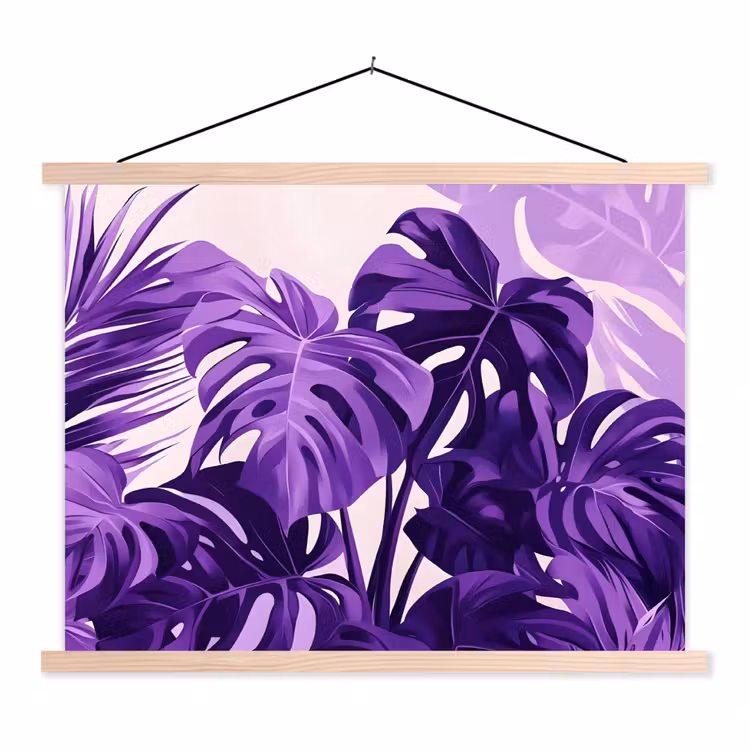Bladeren - Paars - Tropisch - Abstract textielposter latten blank klein -3d