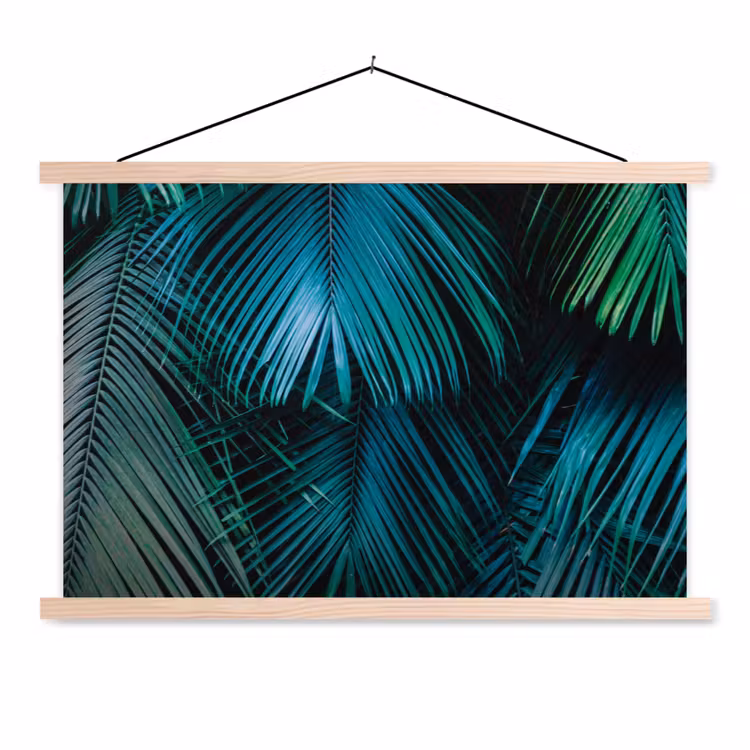 Bladeren - Tropisch - Jungle textielposter latten blank klein -3d