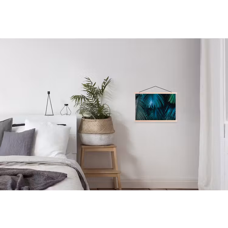 Bladeren - Tropisch - Jungle textielposter latten blank klein -woonkamer