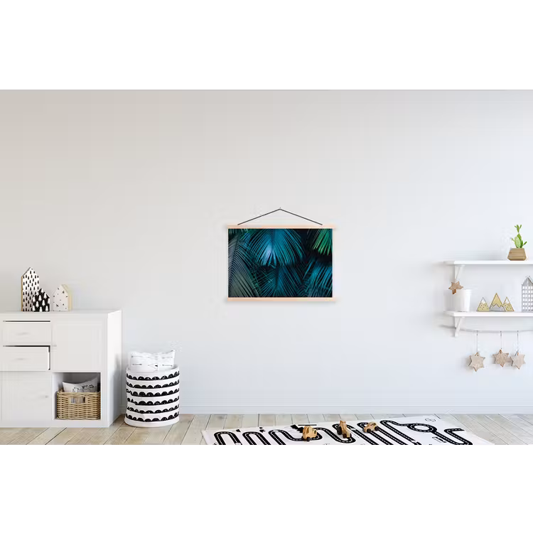 Bladeren - Tropisch - Jungle textielposter latten blank klein -kinderkamer