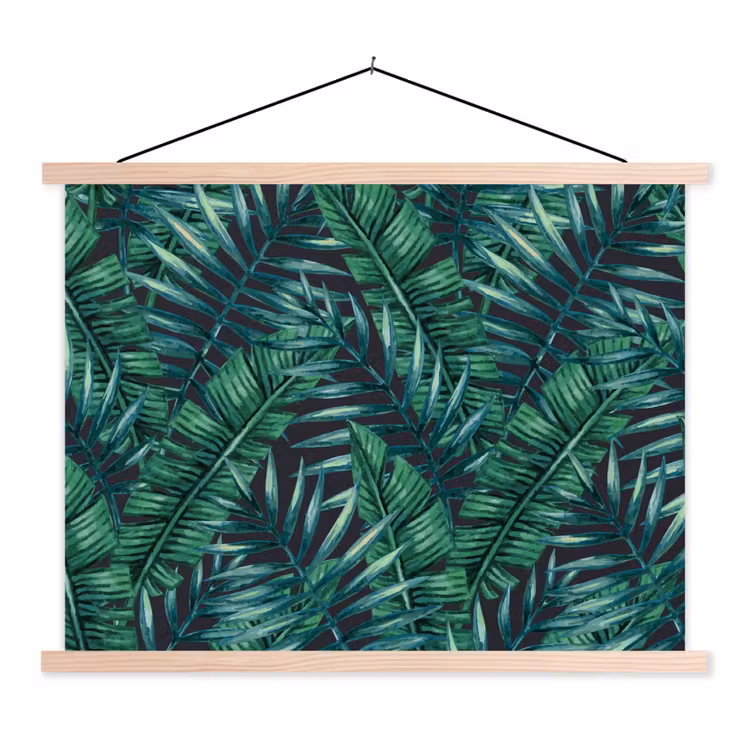 Bladeren - Tropisch - Jungle - Natuur textielposter latten blank klein -3d
