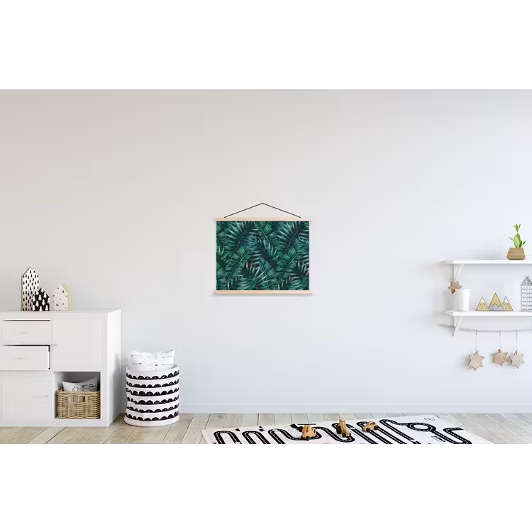 Bladeren - Tropisch - Jungle - Natuur textielposter latten blank klein -kinderkamer
