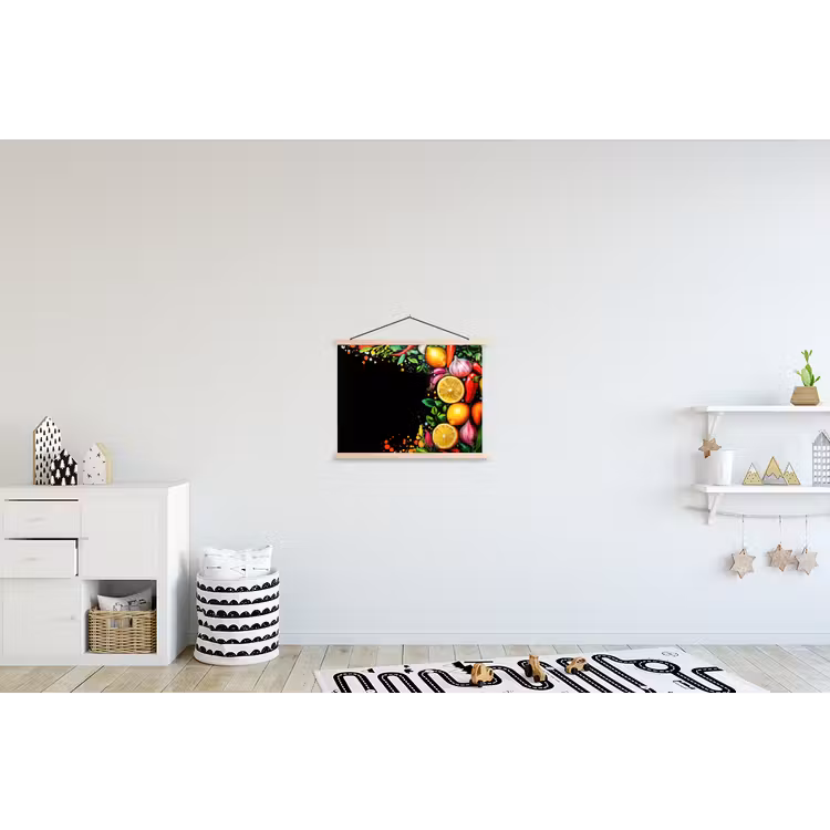 Citroenen - Peper - Kruiden - Graffiti - Verf - Abstract textielposter latten blank klein -kinderkamer