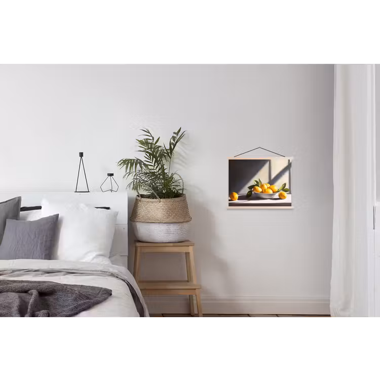 Citroenen - Stilleven - Geel textielposter latten blank klein -woonkamer